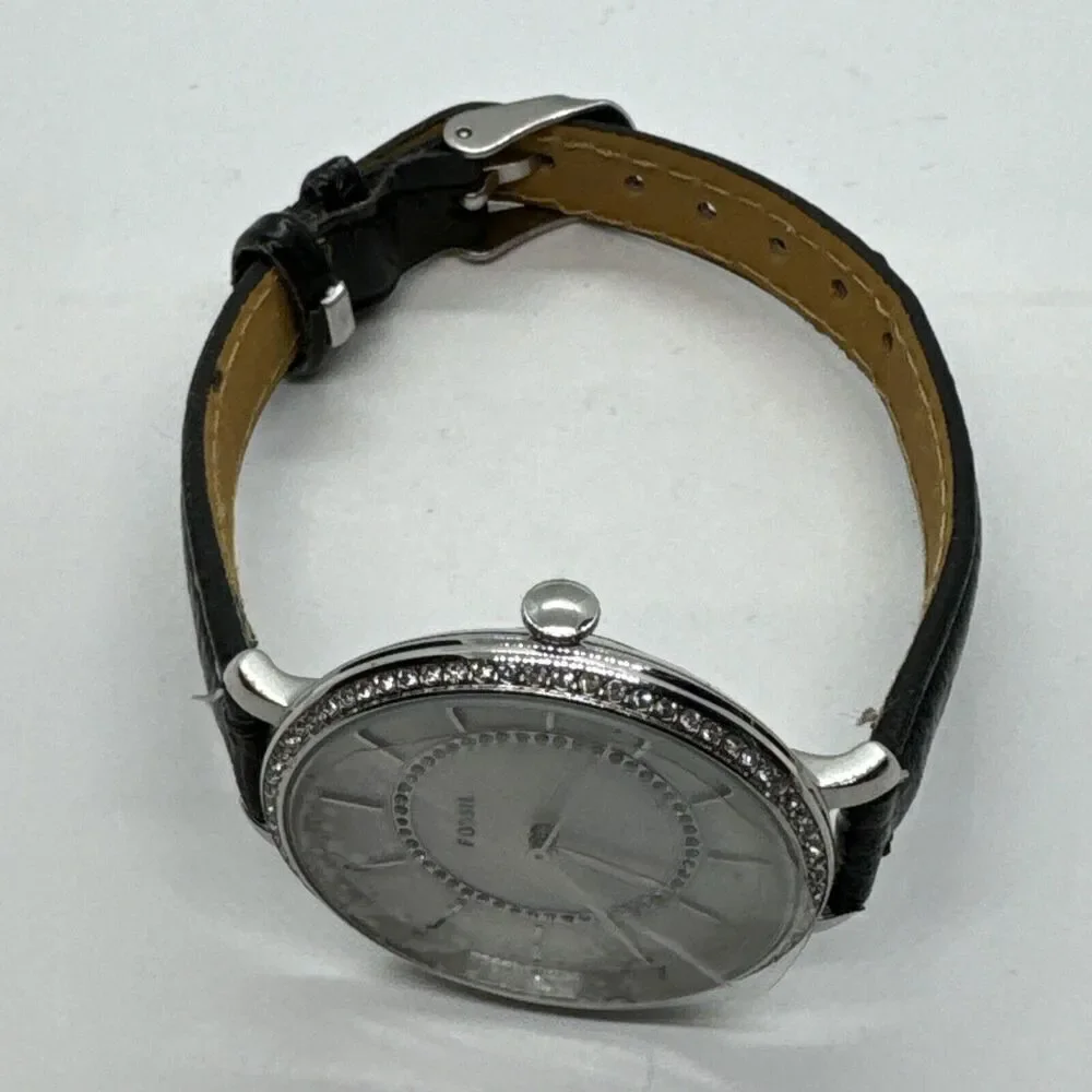 Fossil Jocelyn ES4451 Women Black Leather Analog Dial Quartz Wrist Watch JNA601